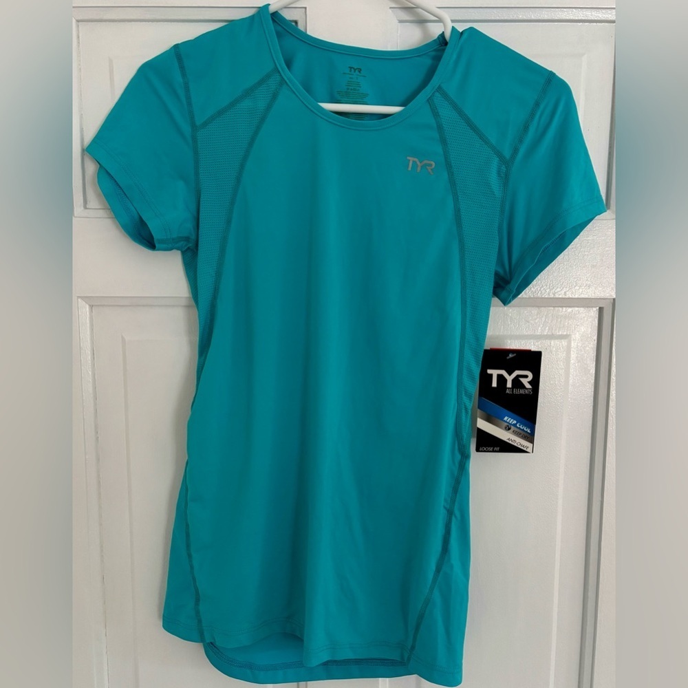 NWT TYR All Elements Women's Small Athletic Blue Performance Shirt
